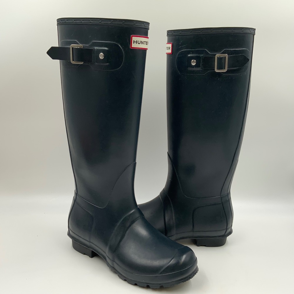 Hunter Original Tall Rain Boots Matte Navy Blue Waterproof Wellington WFT1000RMA